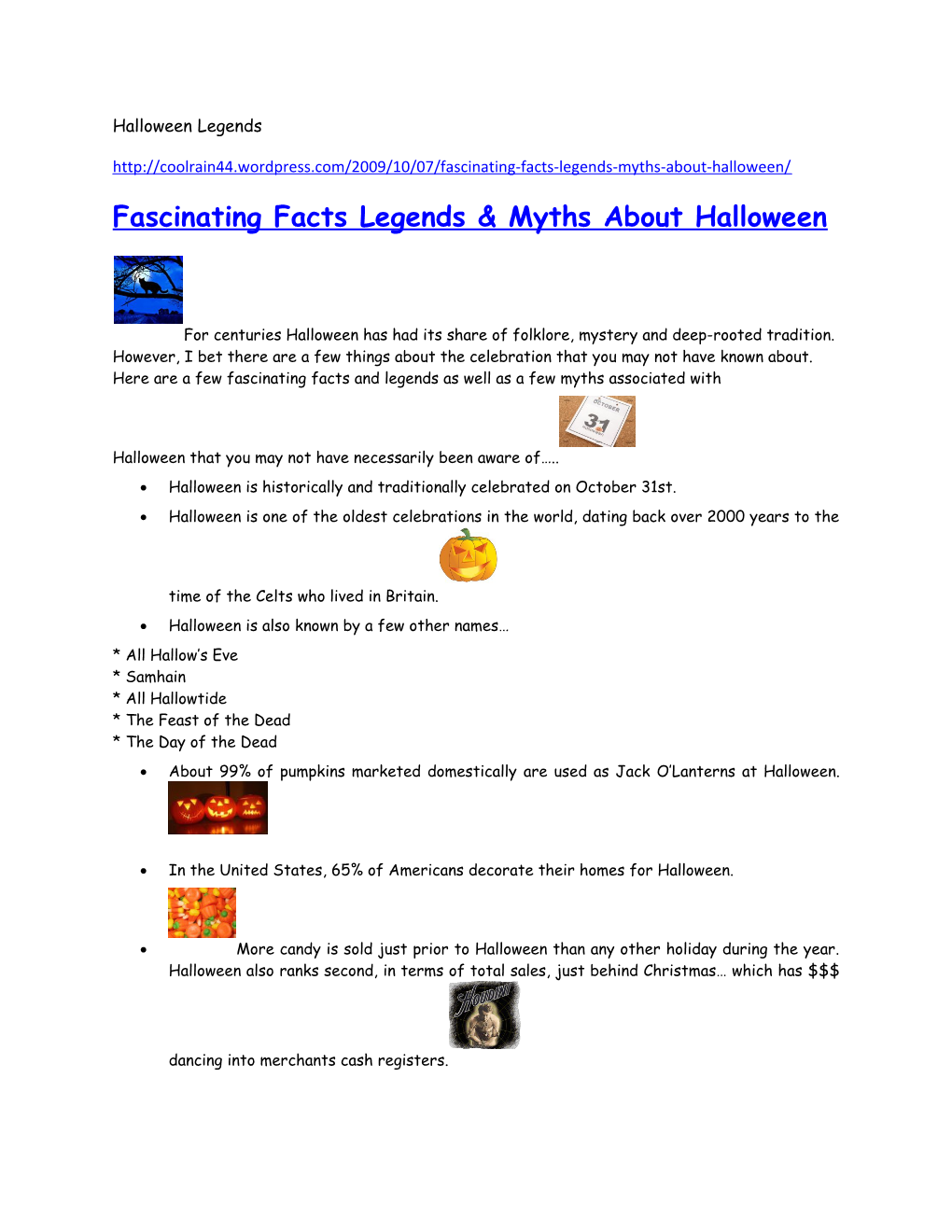Fascinating Facts Legends & Myths About Halloween