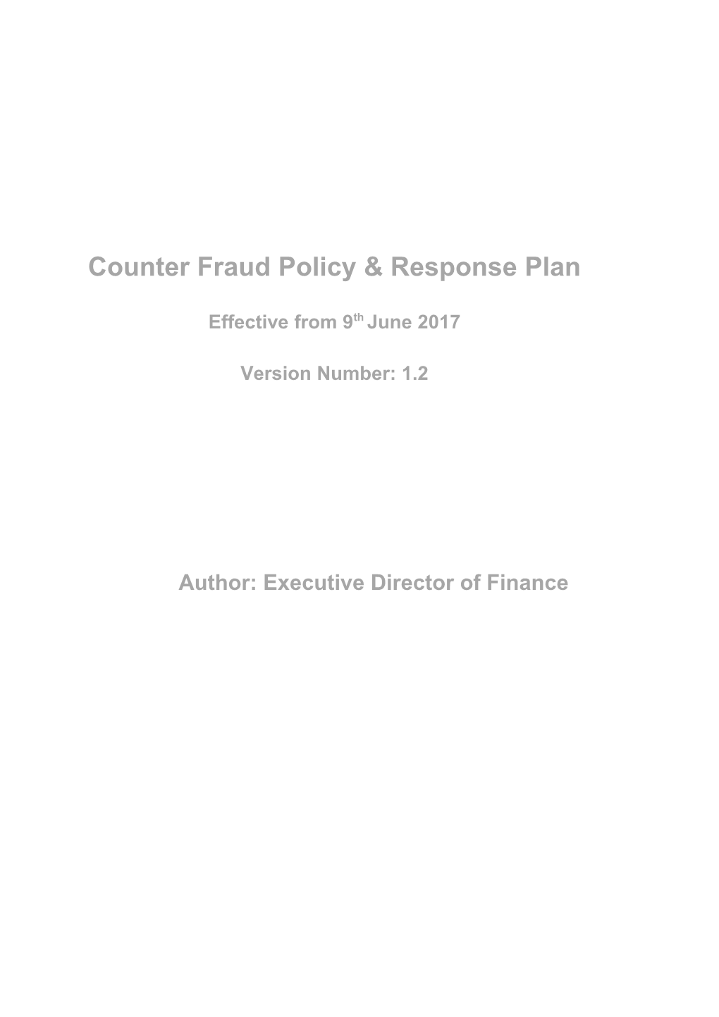 Counter Fraud Policy & Response Plan