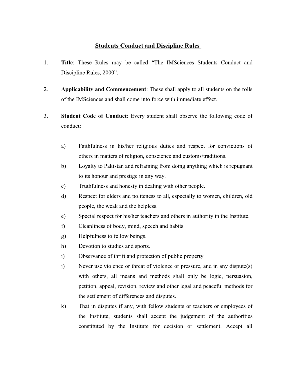 Student Conduct and Discipline Regulations 1999
