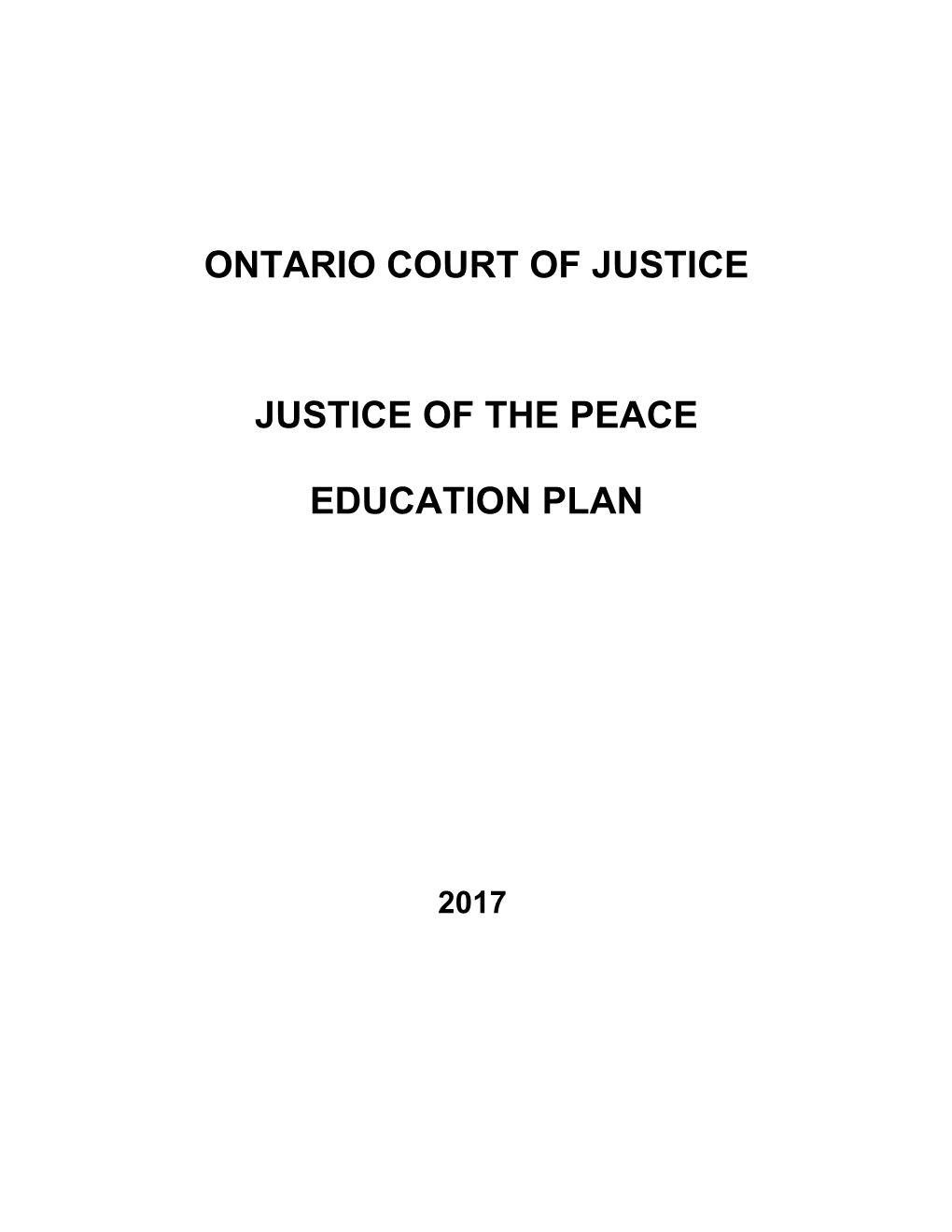 Justice of the Peace Education Plan