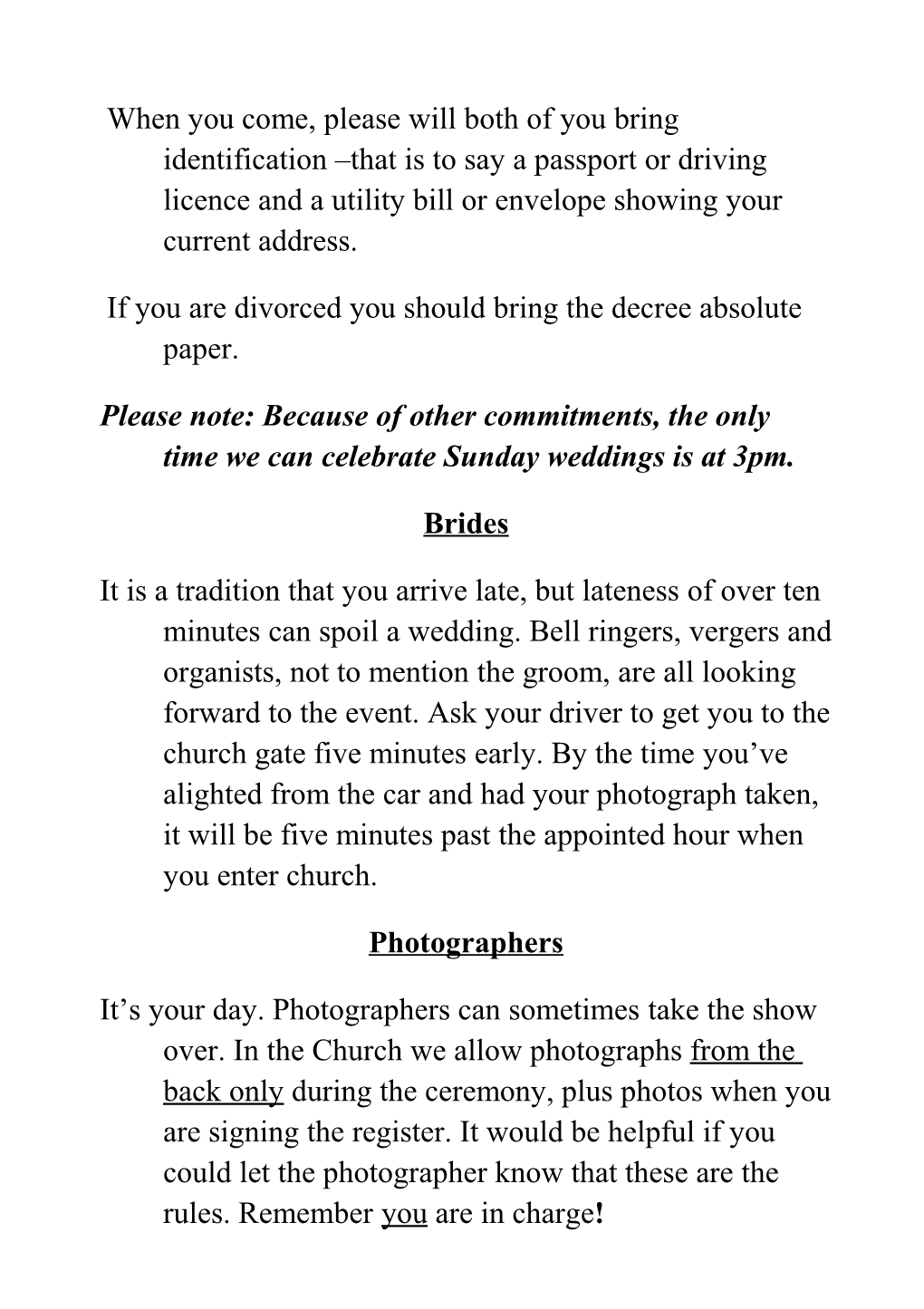 Information for Couples Intending to Be Married