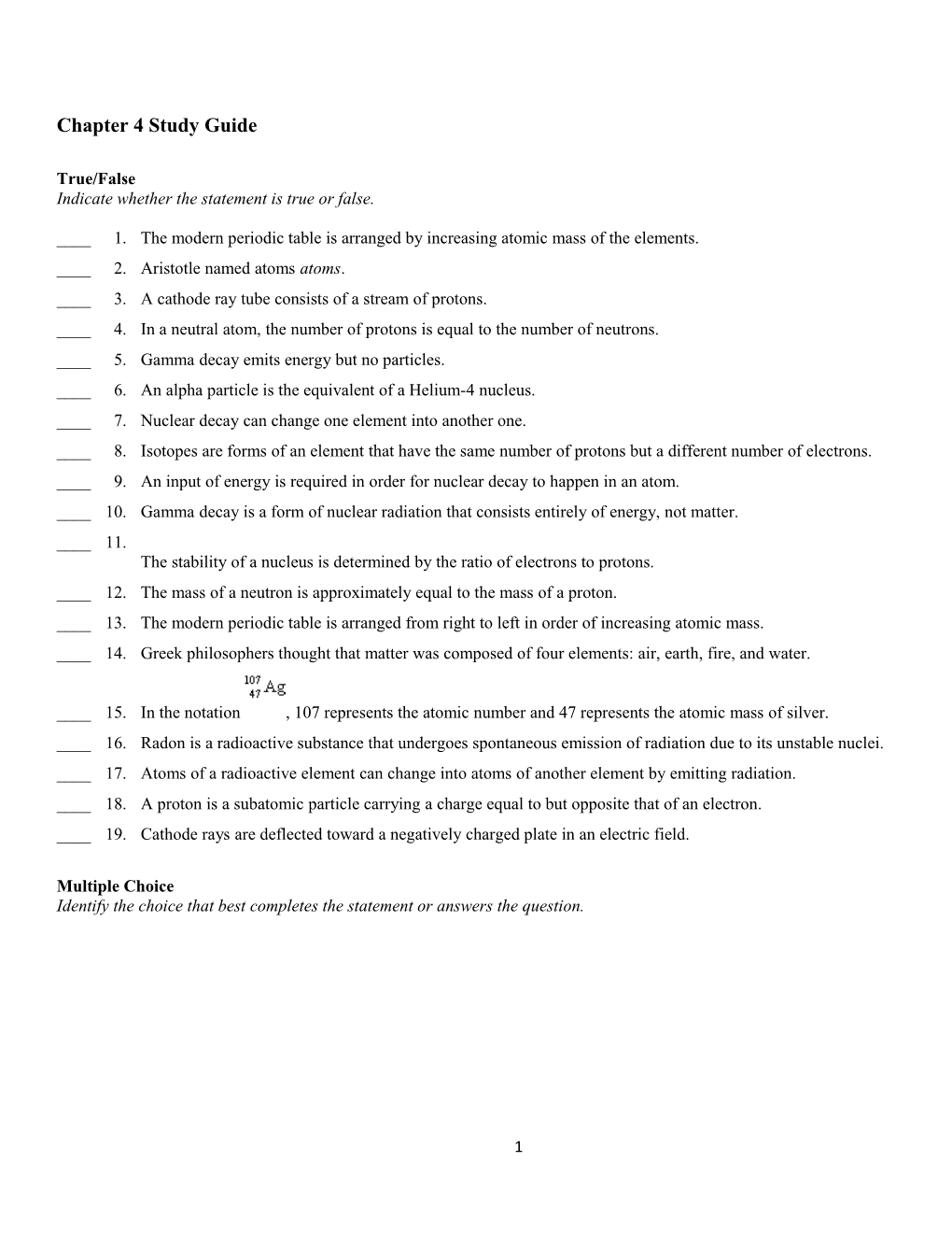 Chapter 4 Study Guide s2