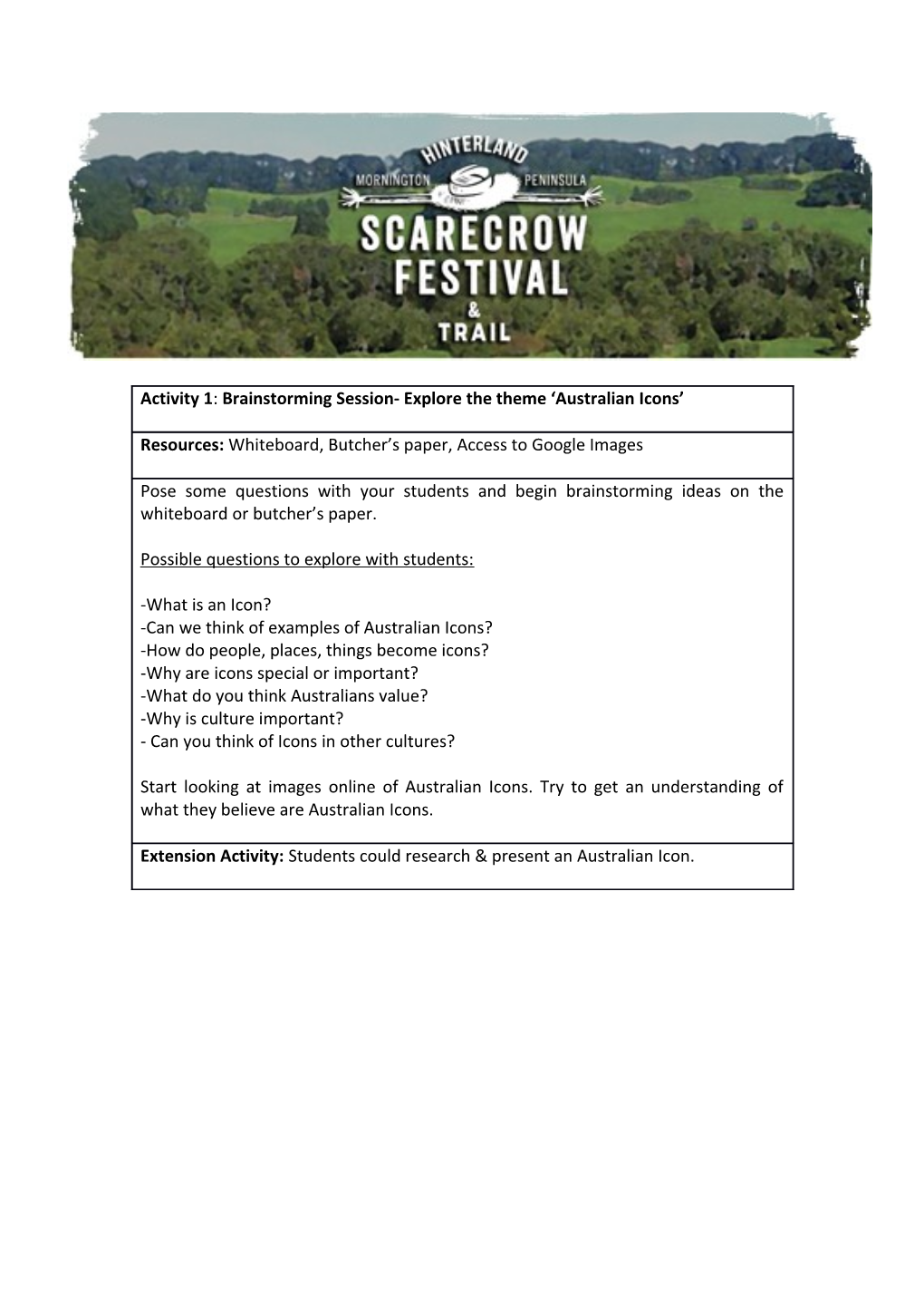 Examples of Activities & Lesson Plans for Building a Scarecrow