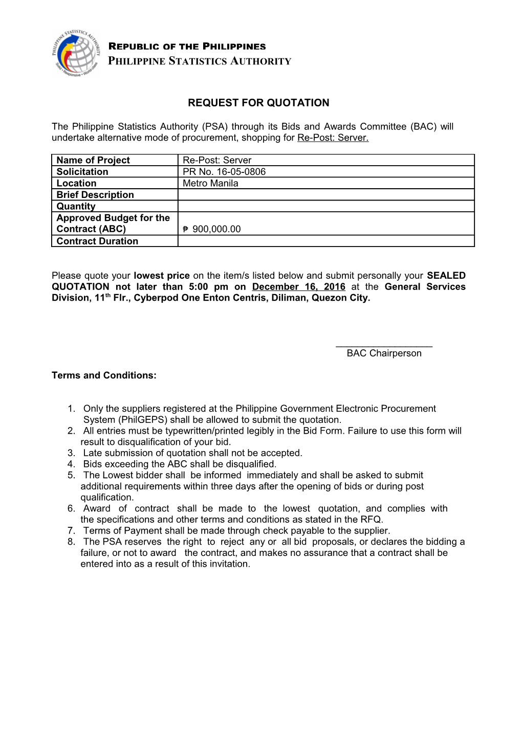 Request for Quotation s12