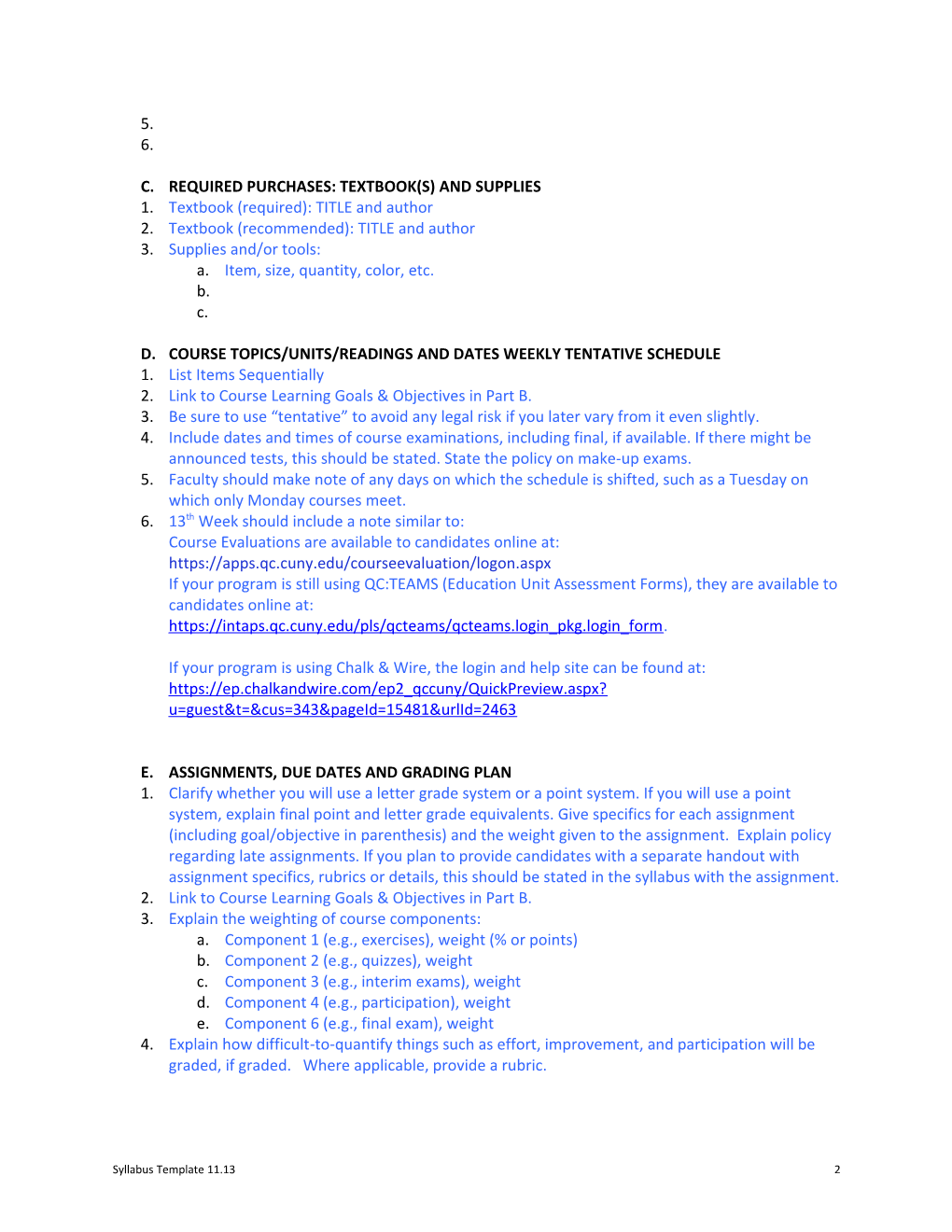 Proposed Syllabus Template