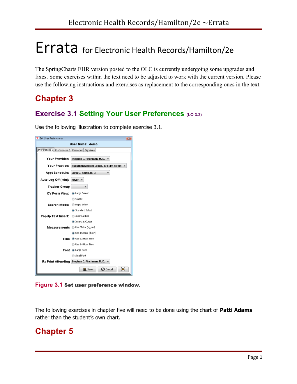 Electronic Health Records/Hamilton/2E ~Errata