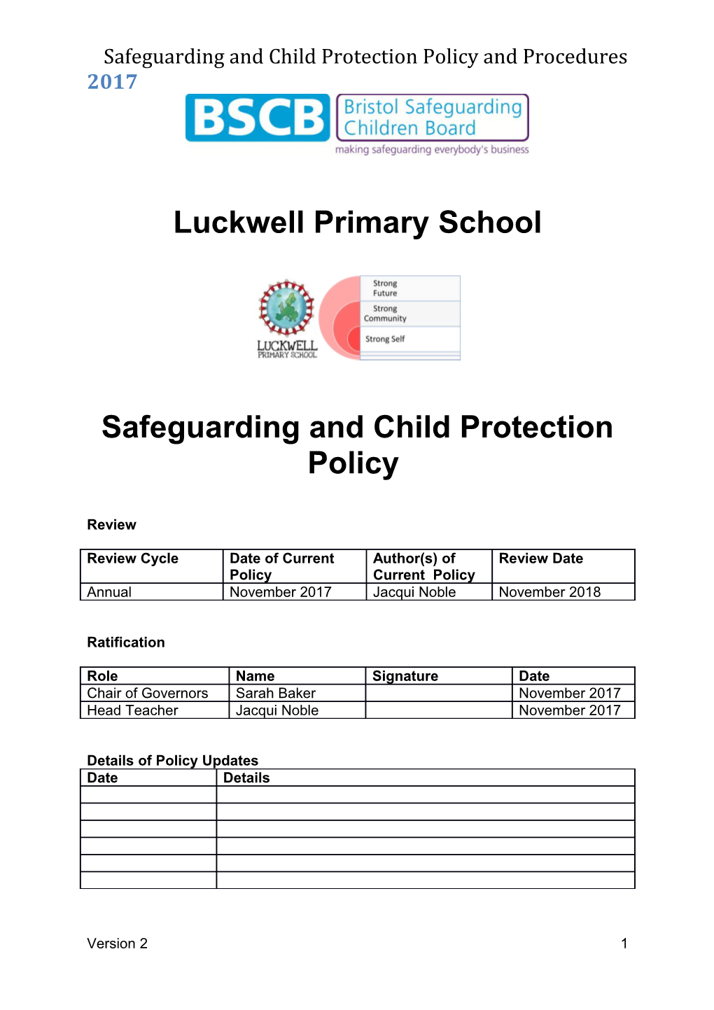 Safeguarding and Child Protection Policy and Procedures