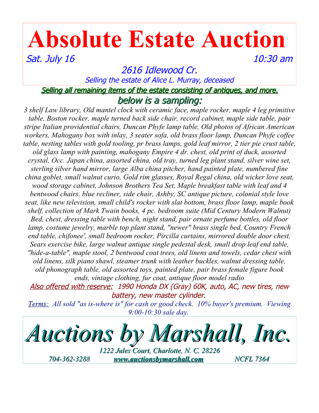 Absolute Estate Auction