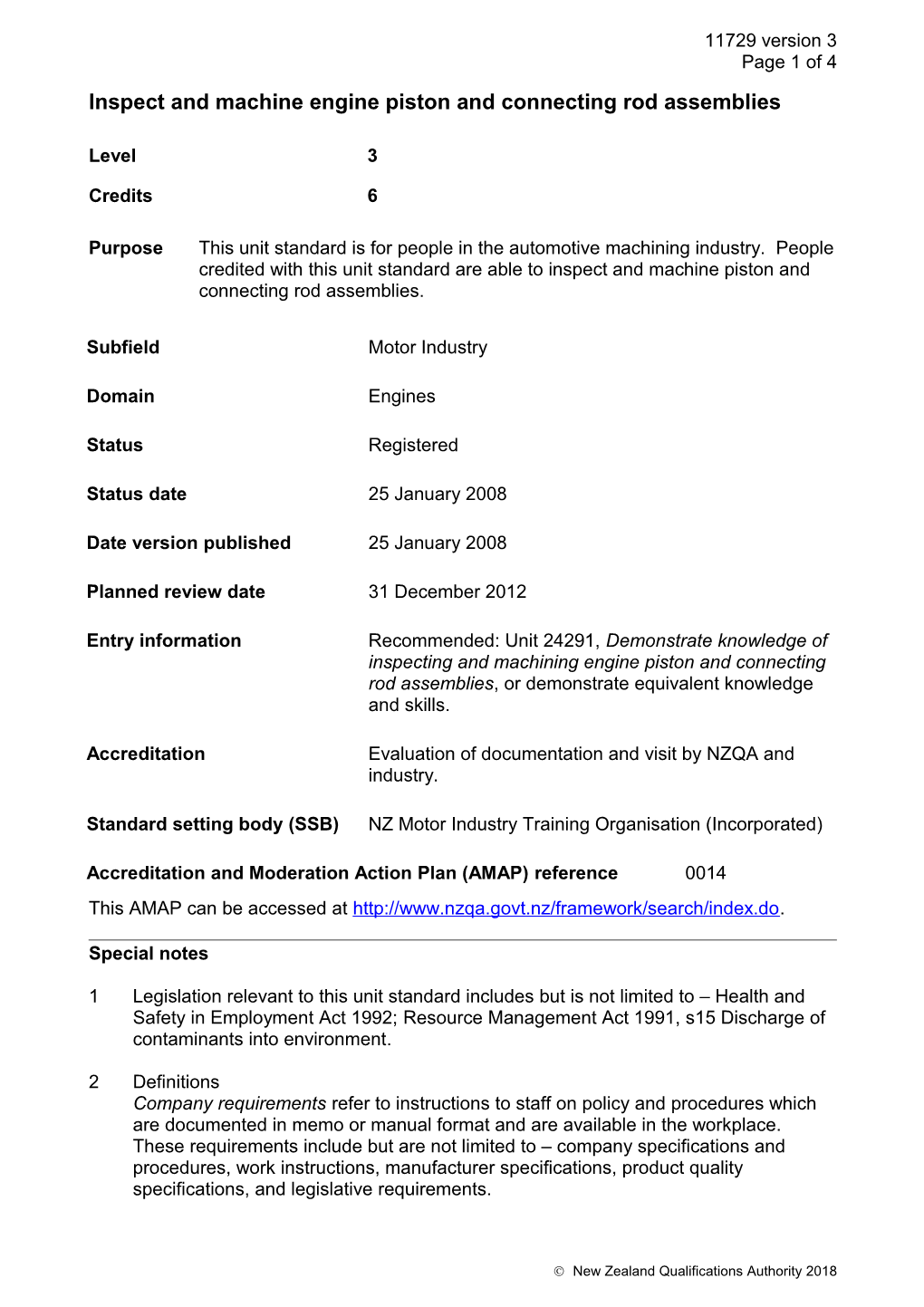 11729 Inspect and Machine Engine Piston and Connecting Rod Assemblies