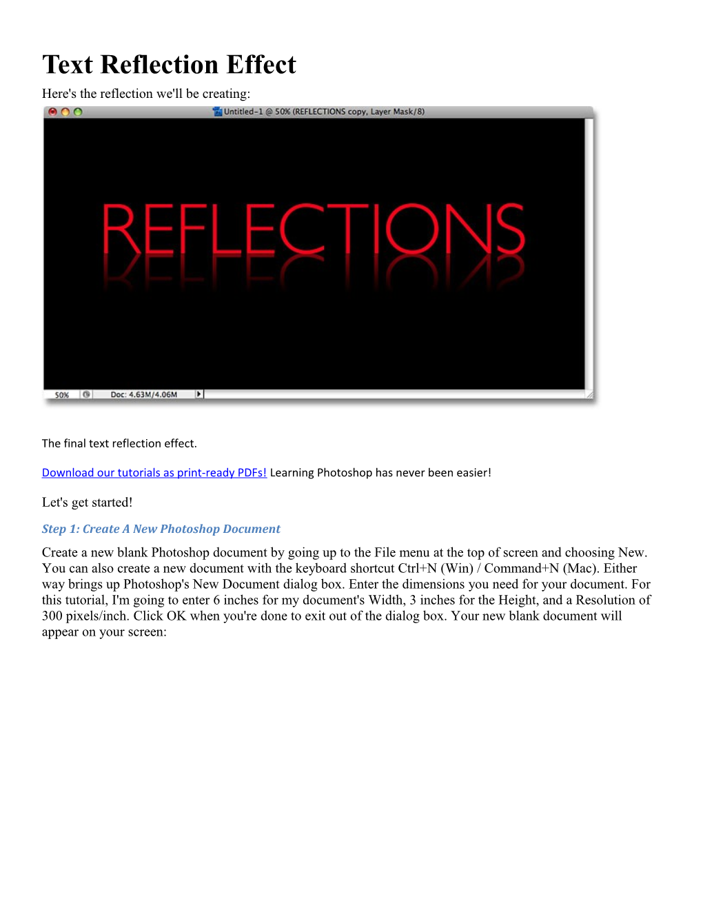 Text Reflection Effect