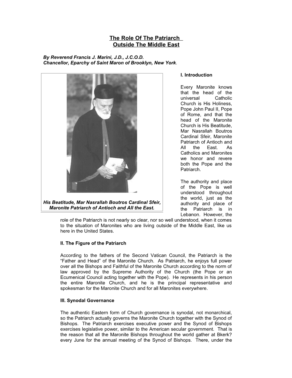 The Role of the Patriarch
