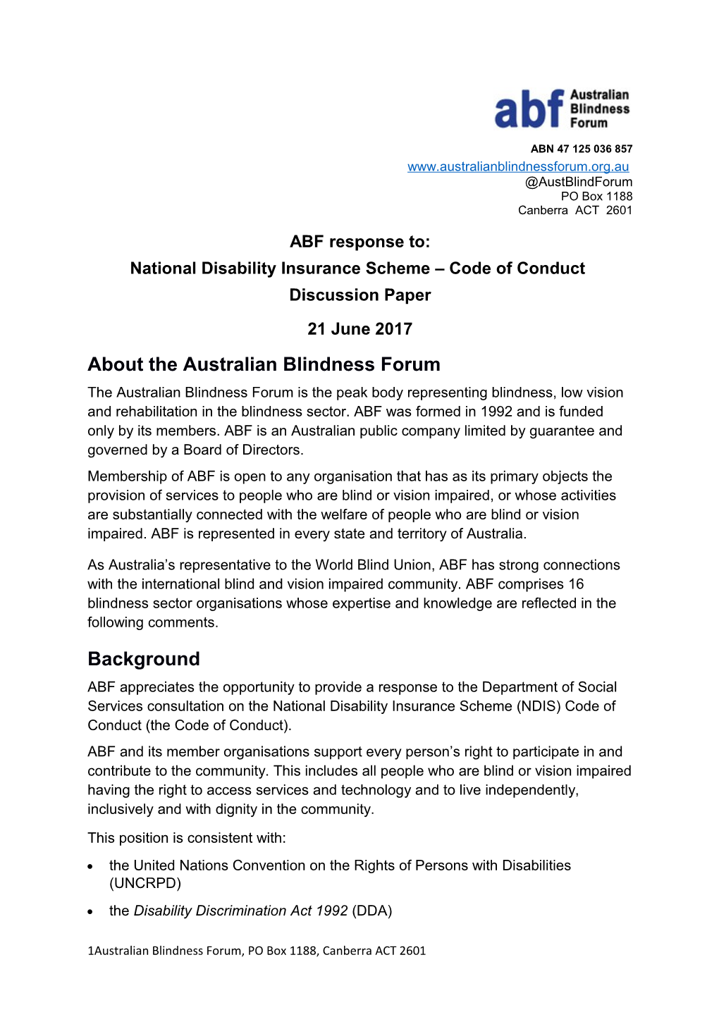 National Disability Insurance Scheme Code of Conduct