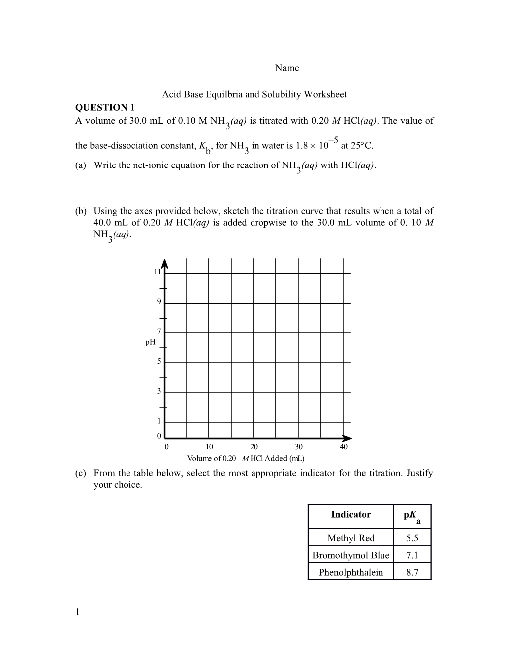 Question 1 4 Refer to Aqueous Solutions Containing 1:1 Mole Ratios of the Following Pairs