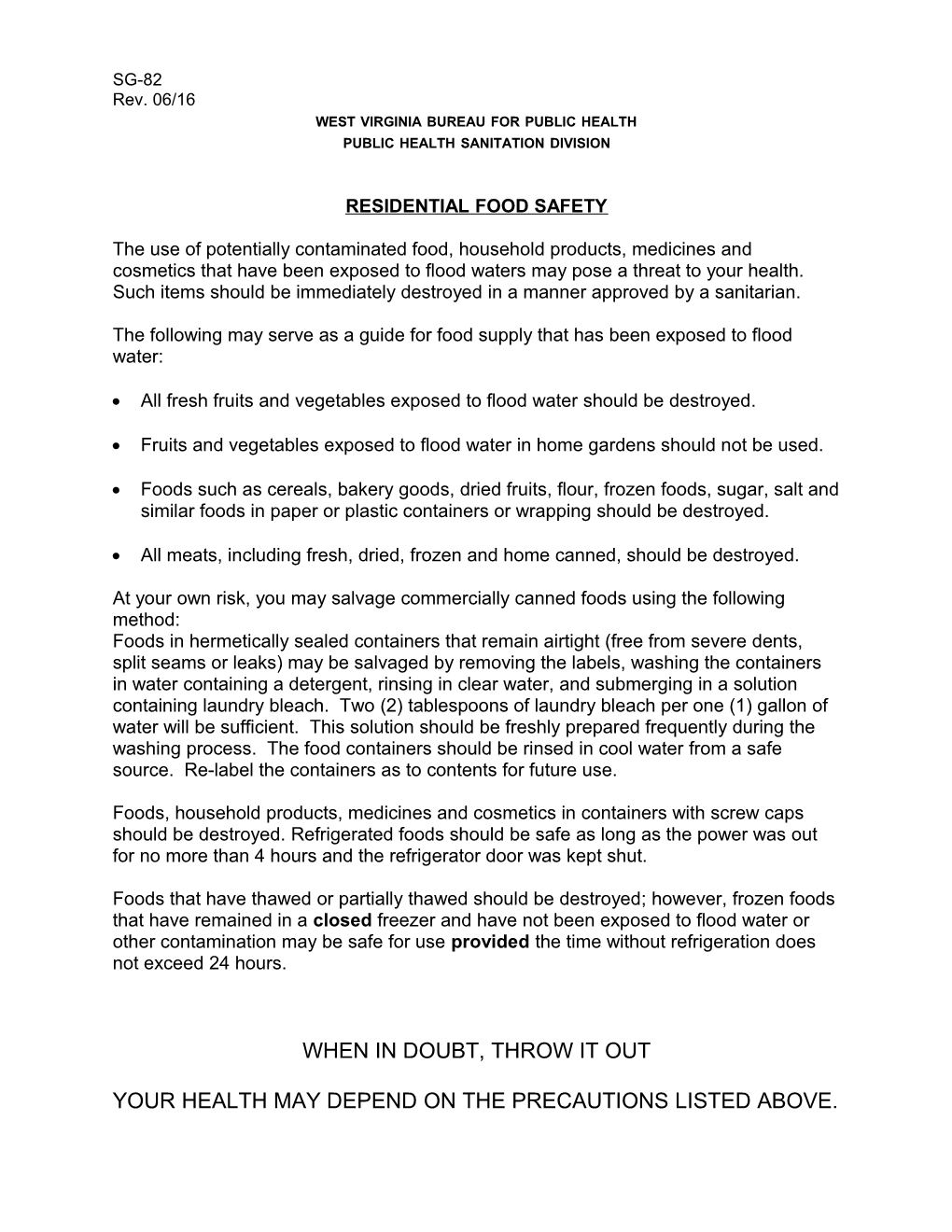 Residential Food Safety