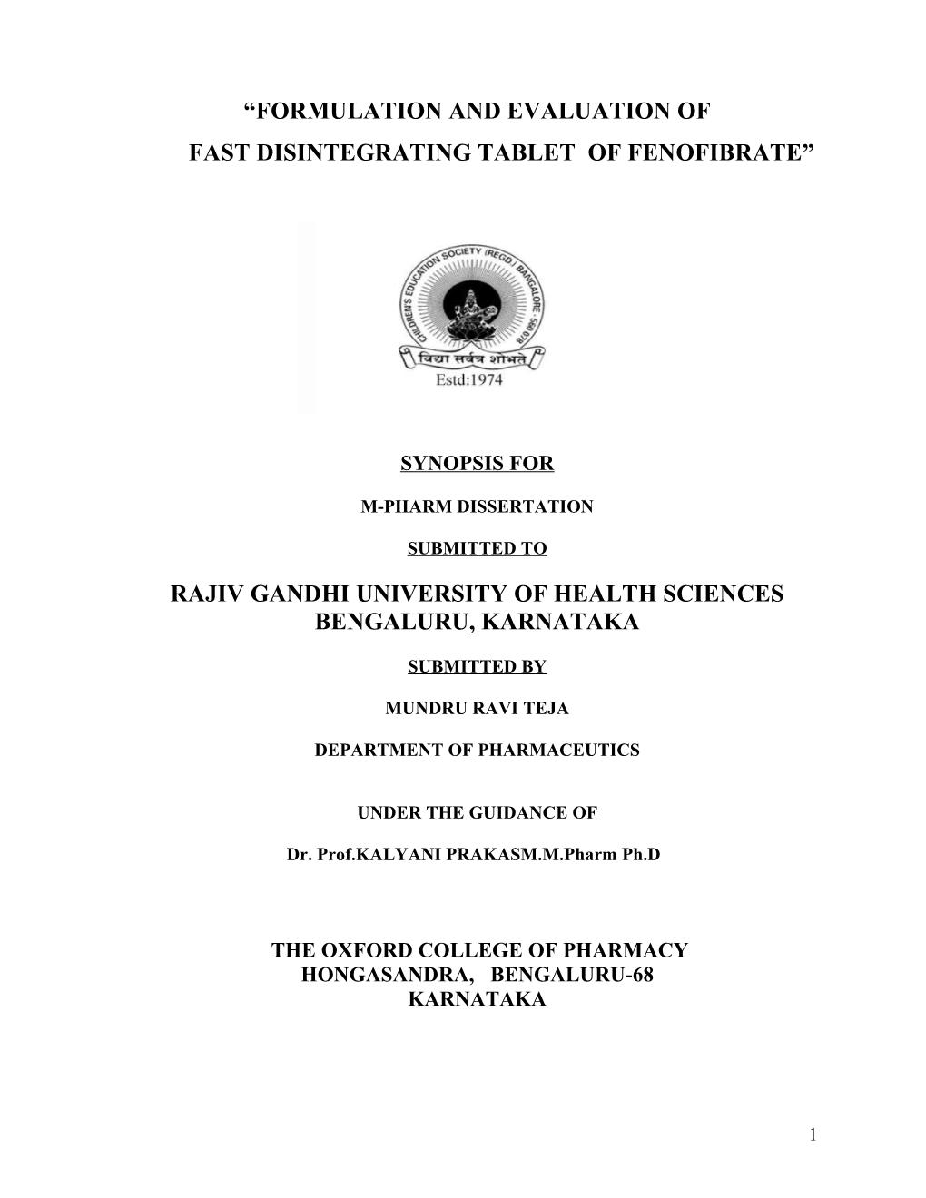 Rajiv Gandhi University of Health Sciences s283
