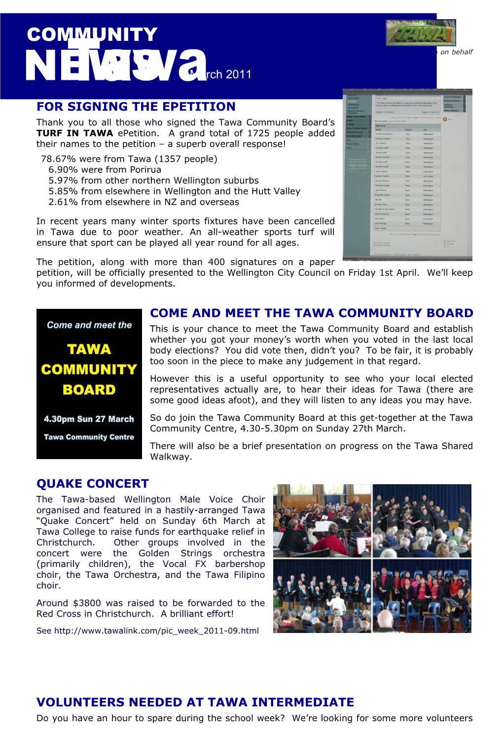 This Community Newsletter Is Compiled Every Month Or So on Behalf of Tawalink.Com, Tawa