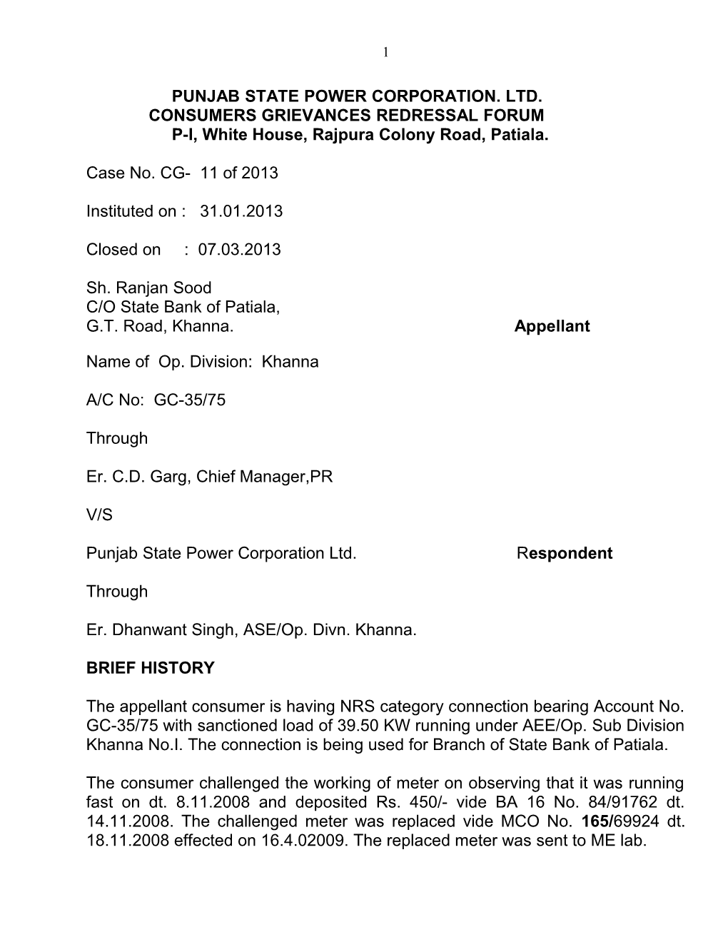 Punjab State Power Corporation. Ltd