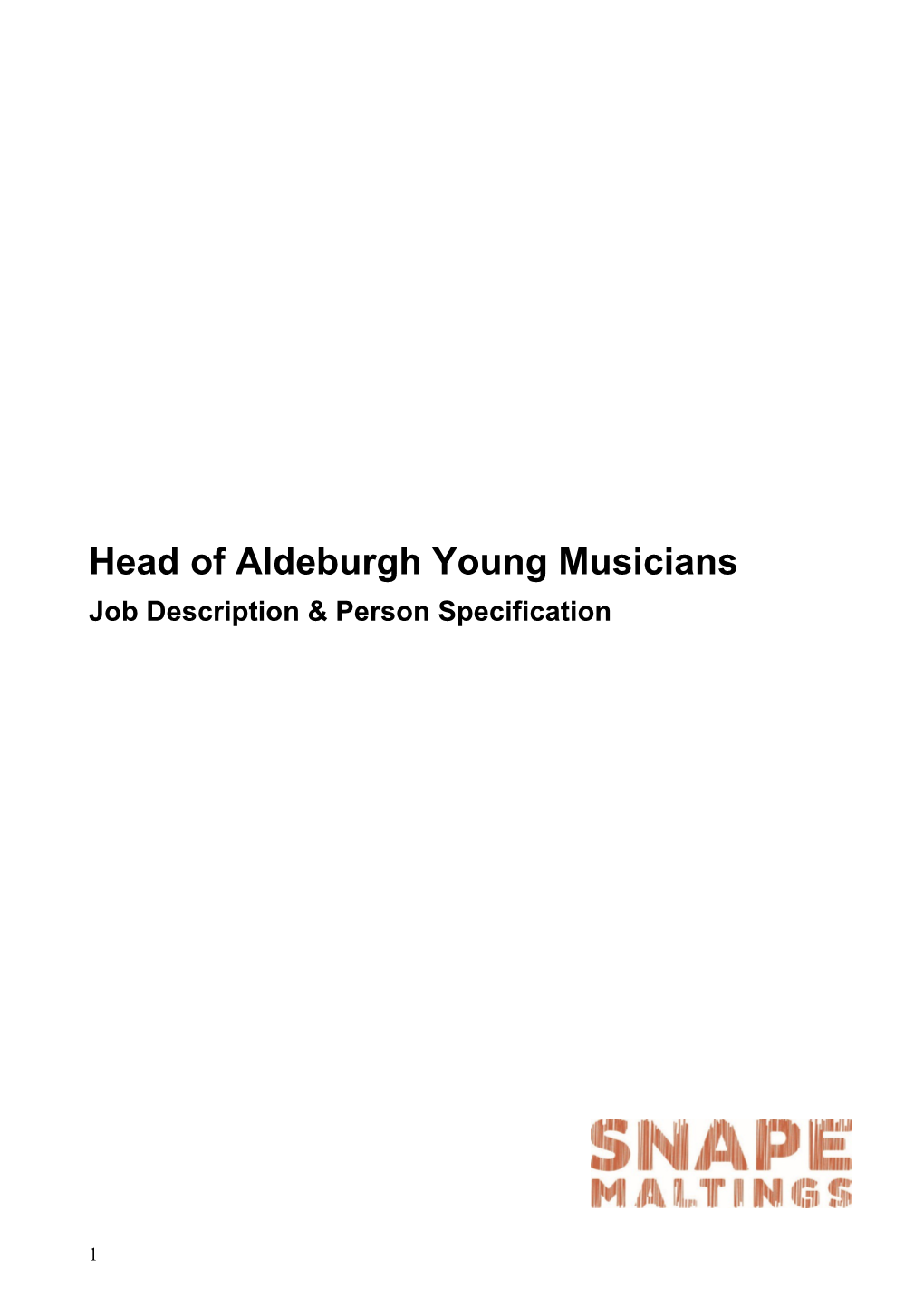 Head of Aldeburgh Young Musicians
