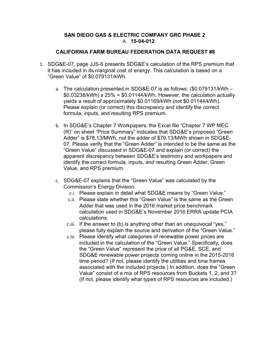 San Diego Gas & Electric Company Grc Phase 2