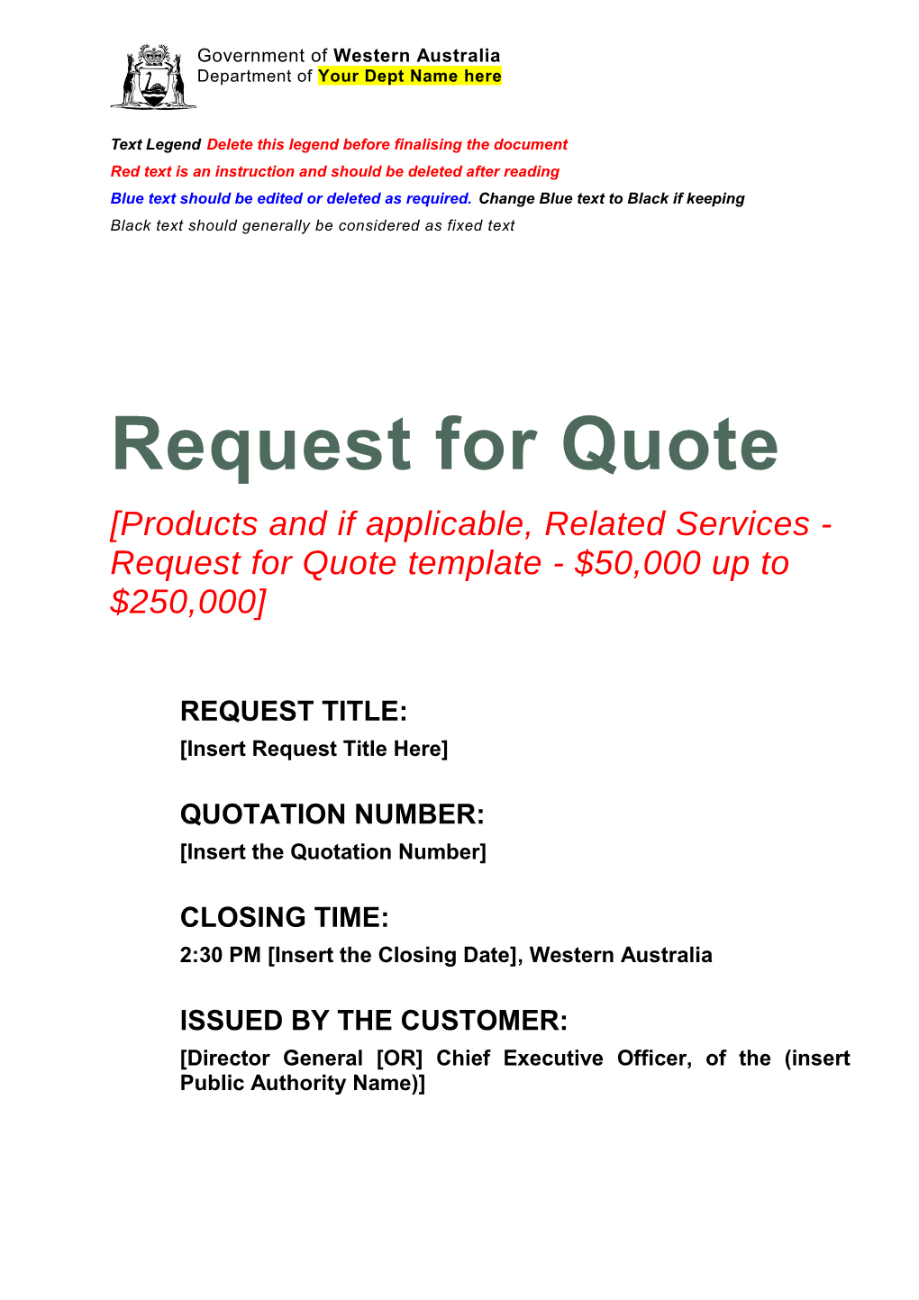 Request for Quote Products
