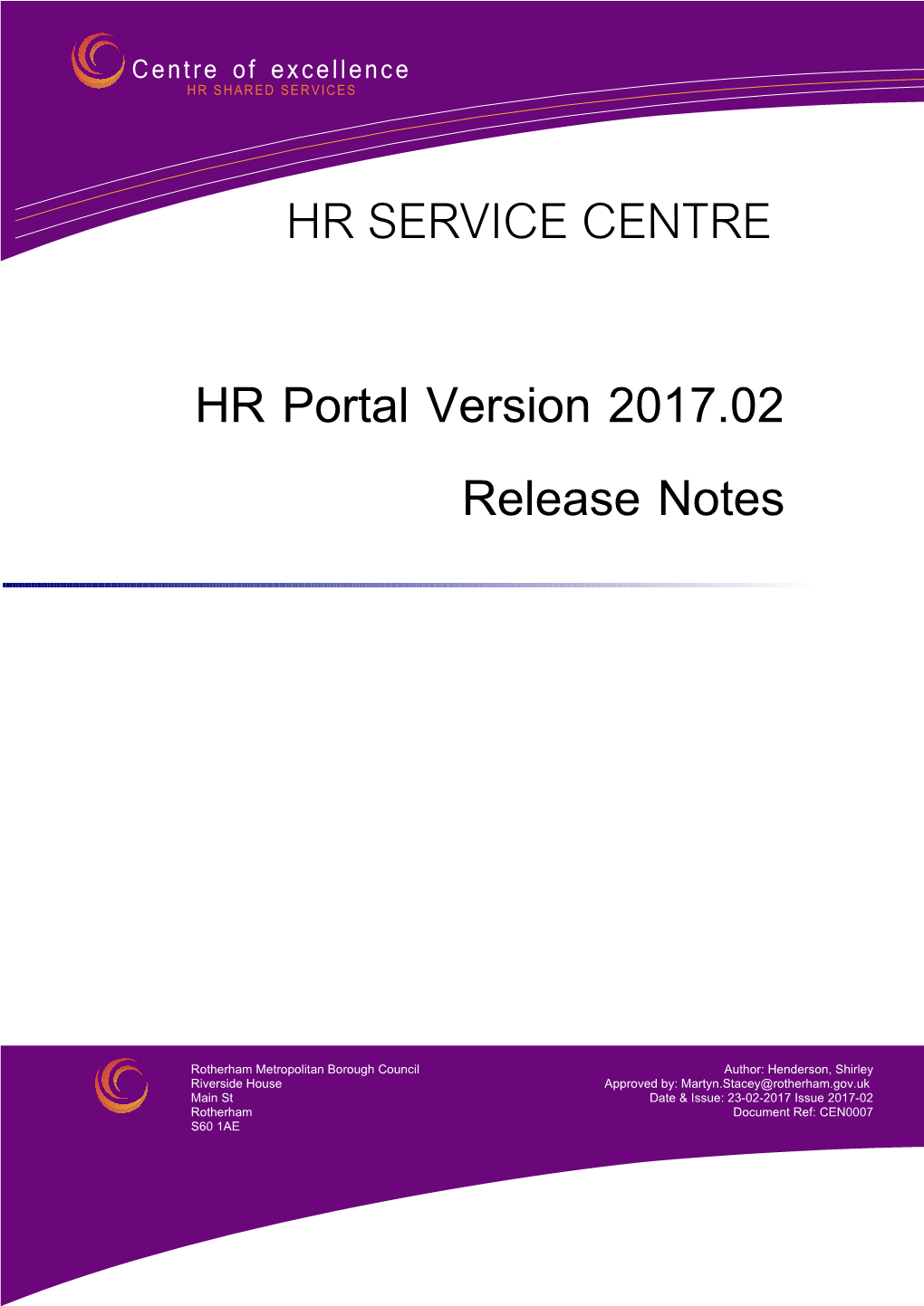 HR Portal Version 2017.02 Release Notes