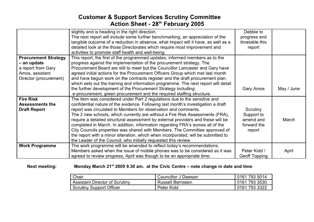 Customer & Support Services Scrutiny Committee