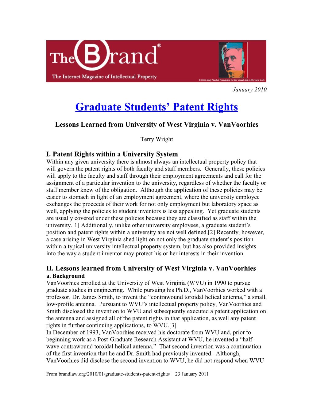 Graduate Students Patent Rights