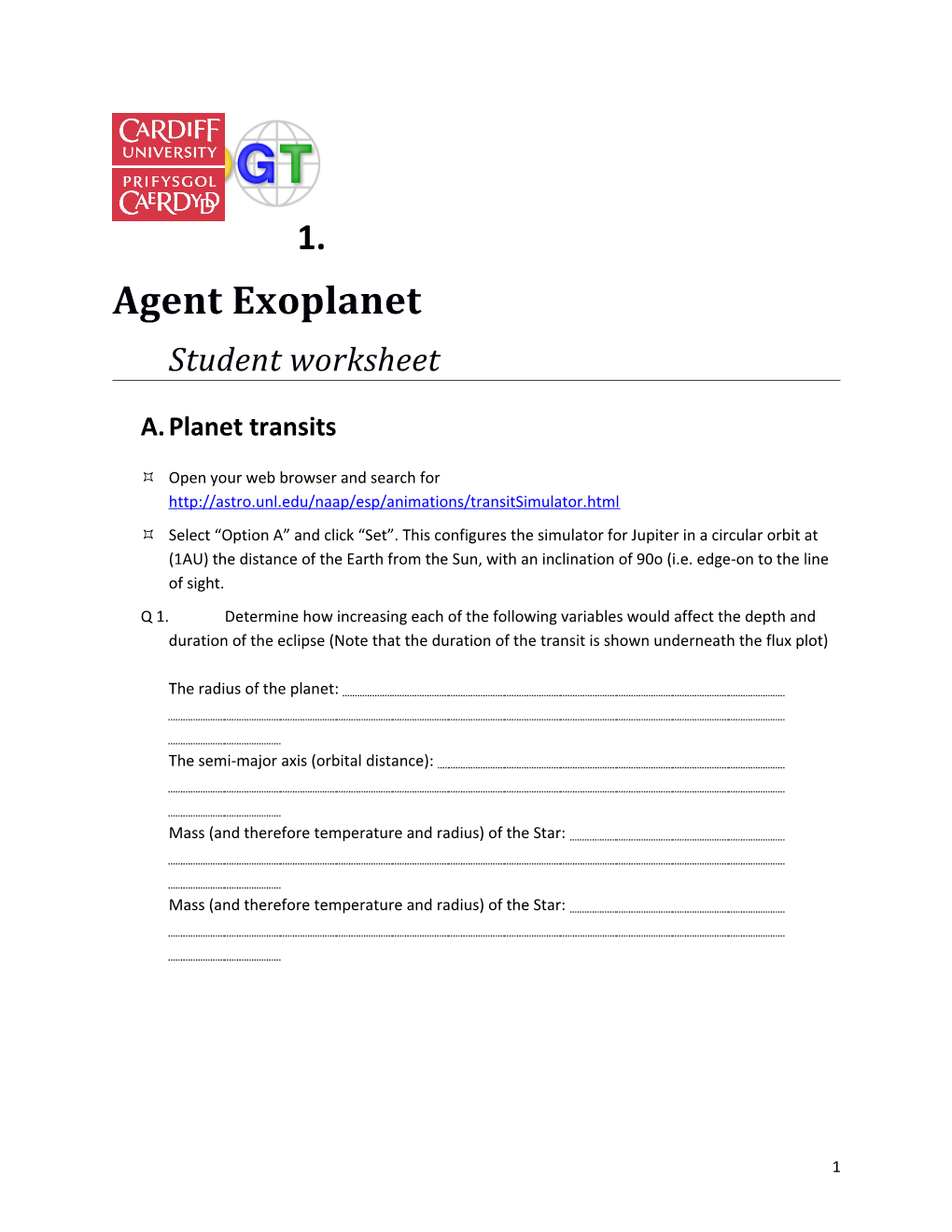 Agent Exoplanet Teacher Resource To Share.Docx