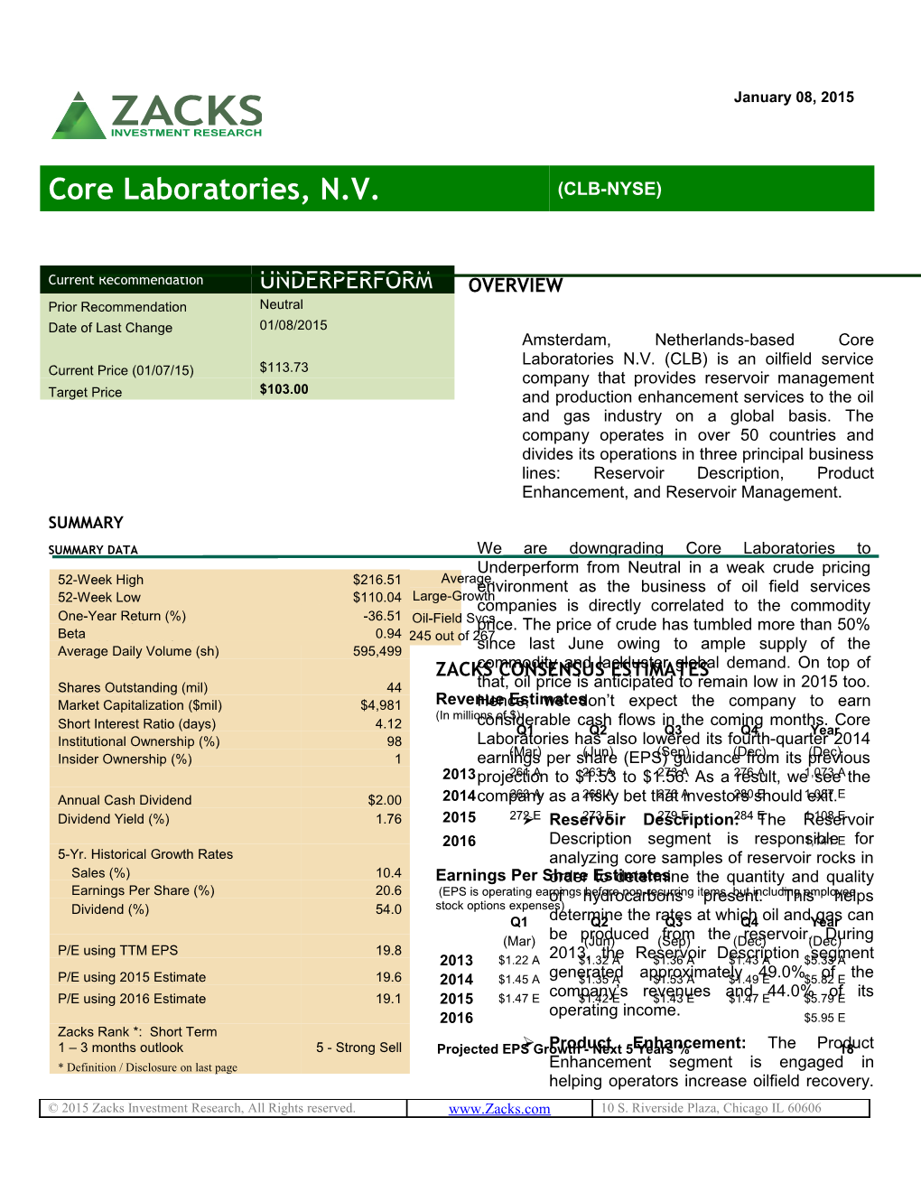 Core Laboratories, N.V