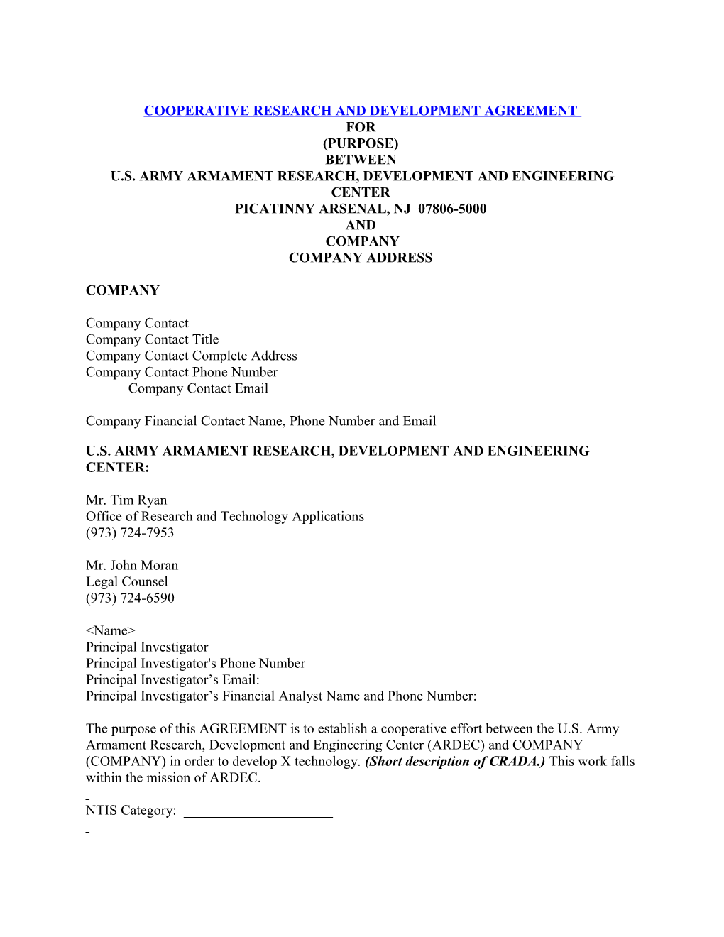 Cooperative Research and Development Agreement Template s1