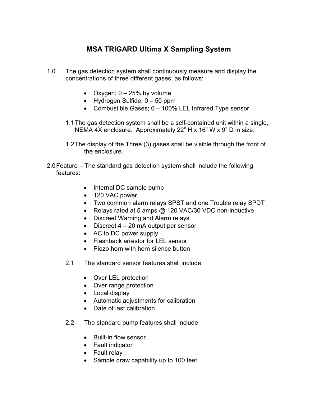 MSA Ultima Sampling System