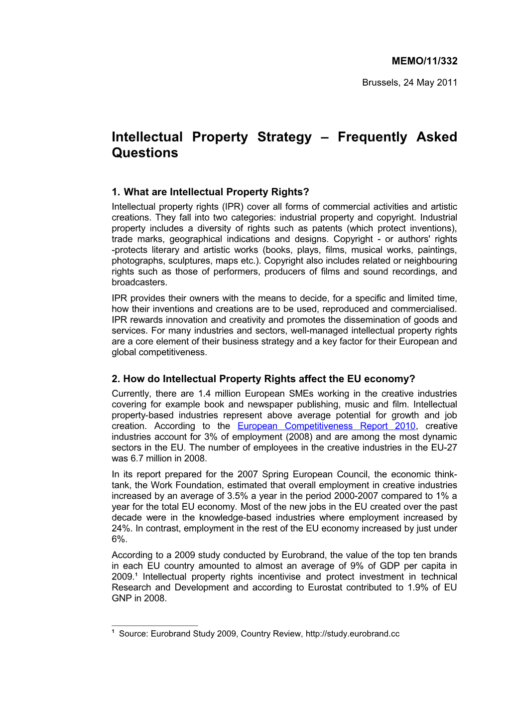 Intellectual Property Strategy Frequently Asked Questions