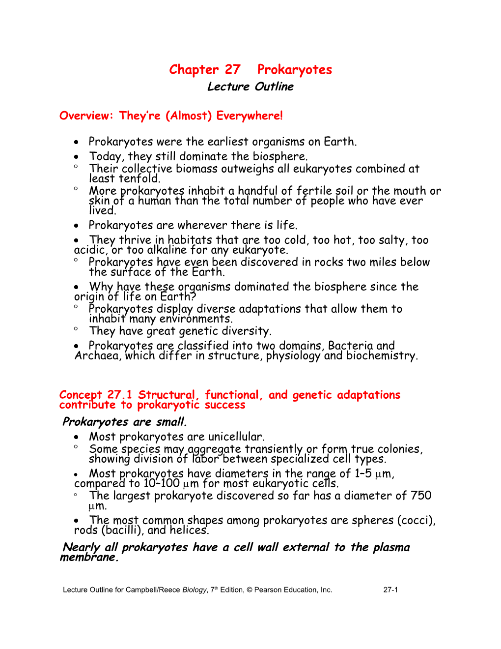 Chapter 27 Prokaryotes