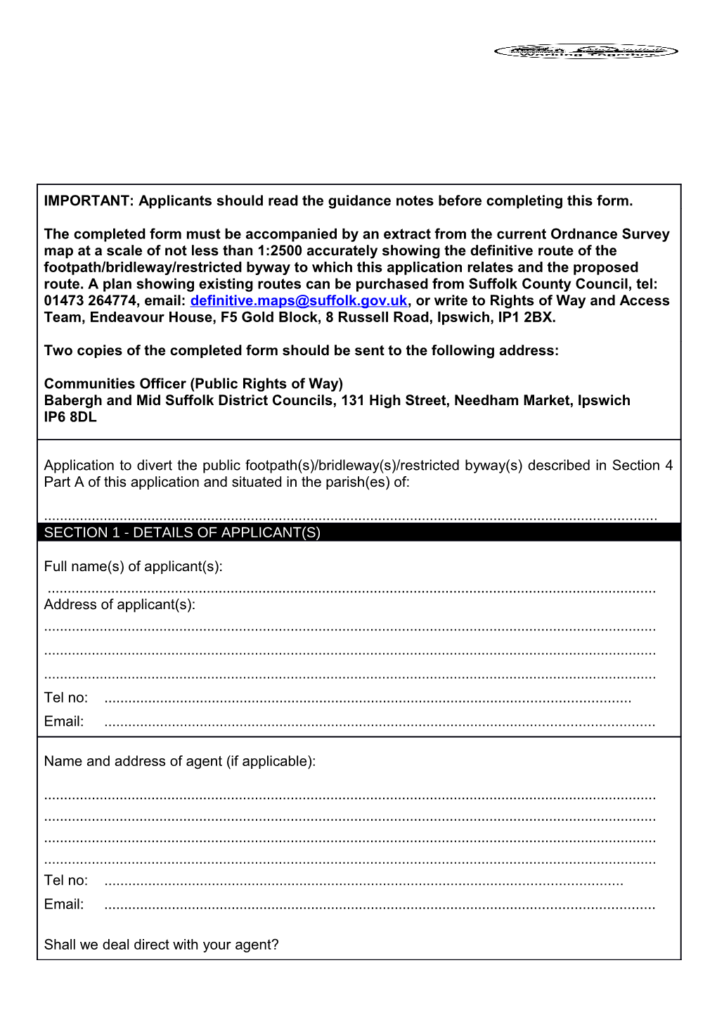 IMPORTANT: Applicants Should Read the Guidance Notes Before Completing This Form