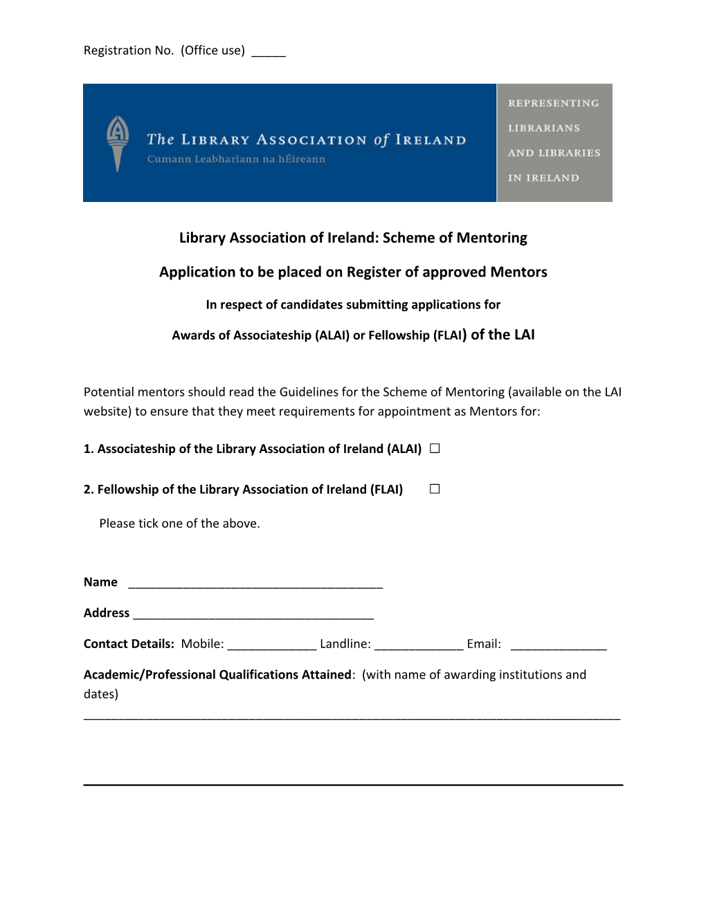 Library Association of Ireland:Scheme of Mentoring