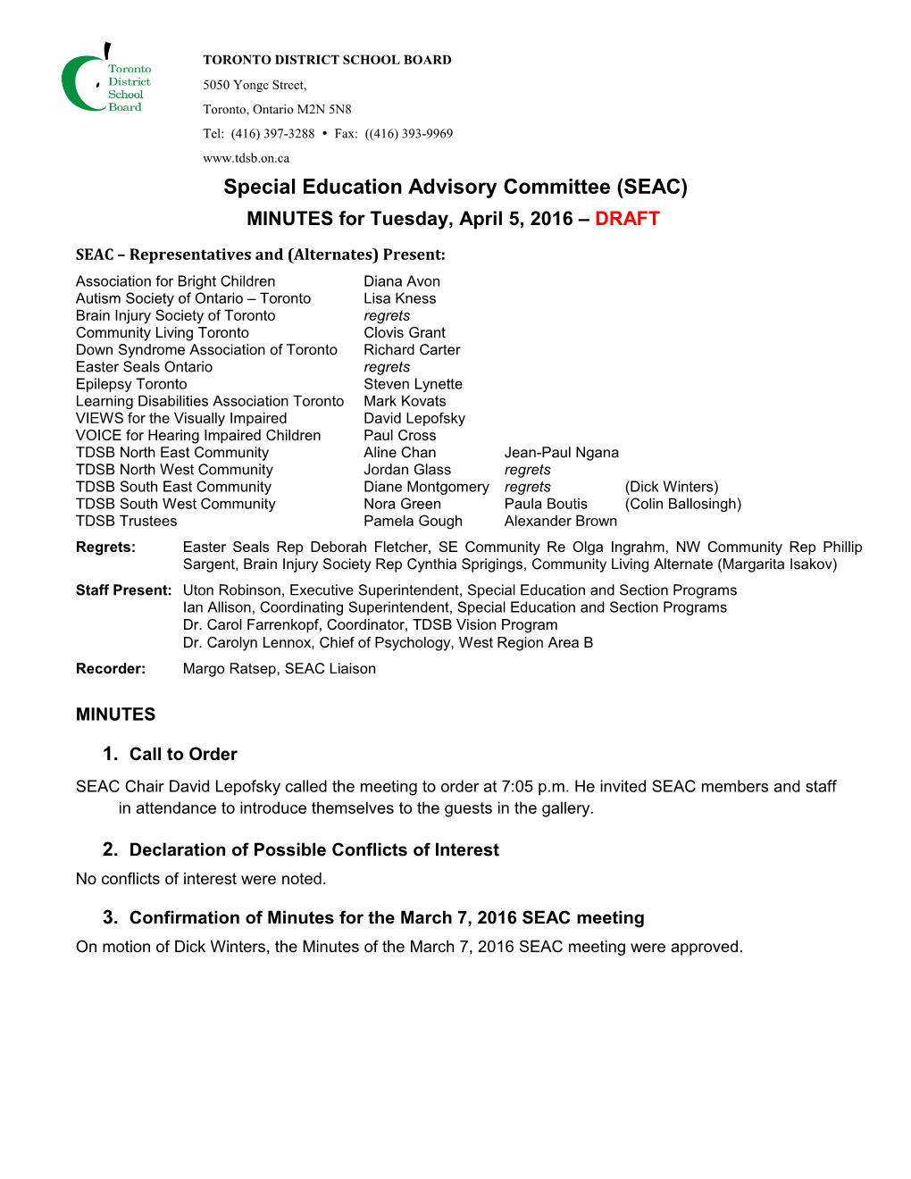 Special Education Advisory Committee (SEAC) s1