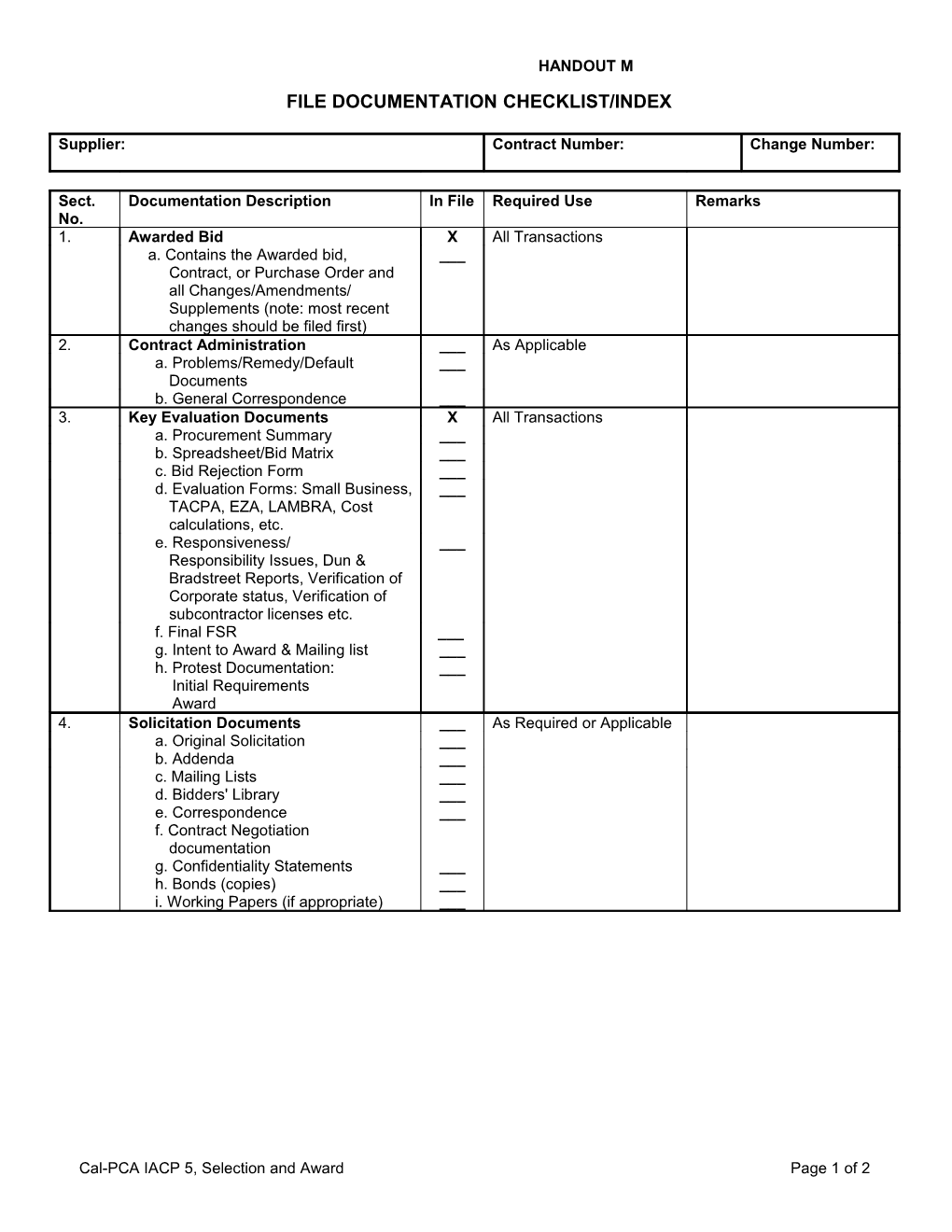 File Documentation Checklist