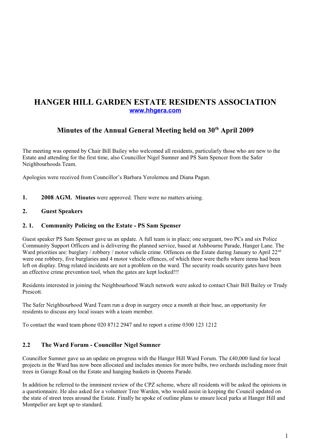 Hanger Hill Garden Estate Residents Association