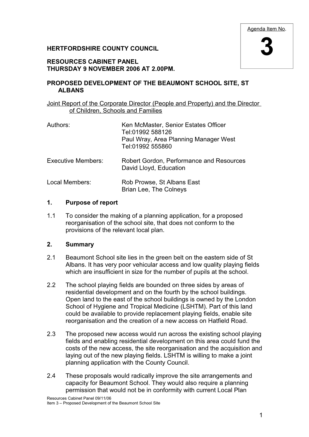 Proposed Development of Thebeaumont School Site, St Albans