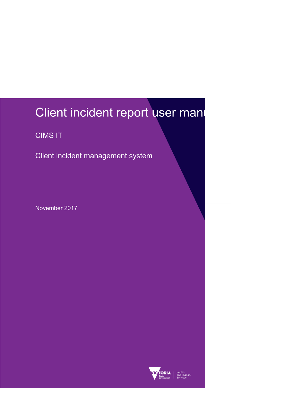 CIMS Client Incident IT User Manual - Reporting Form