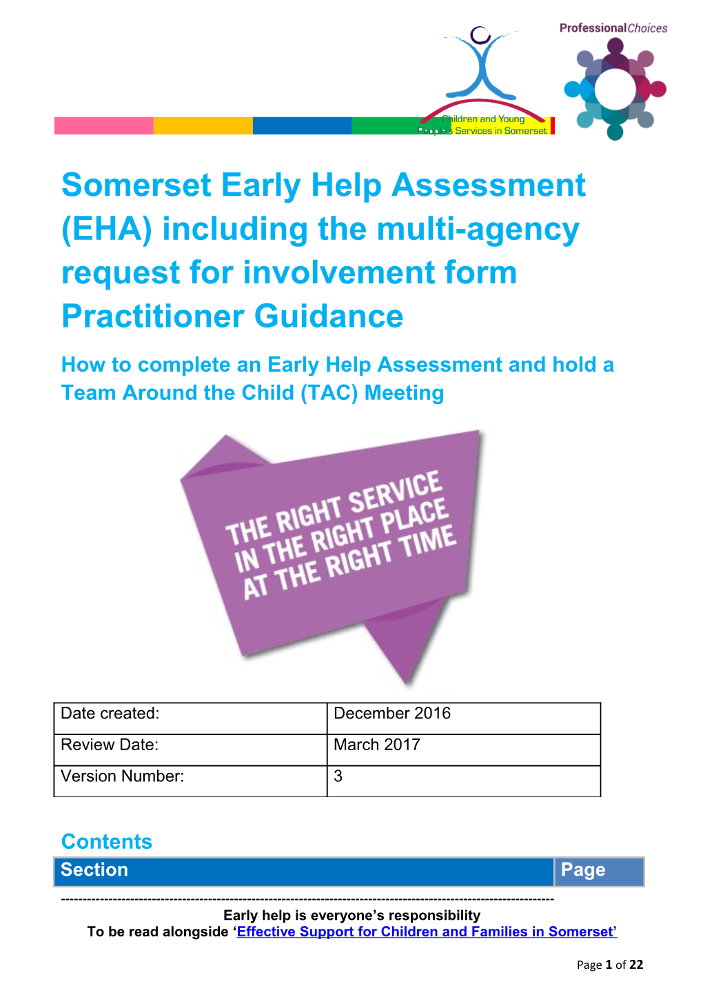 How to Complete an Early Help Assessment and Hold a Team Around the Child (TAC) Meeting