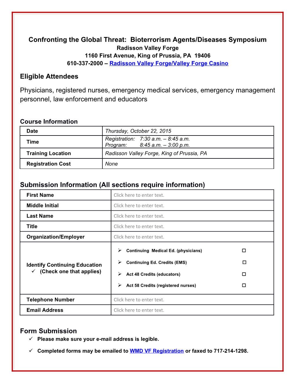 Registration Form - WMD King of Prussia