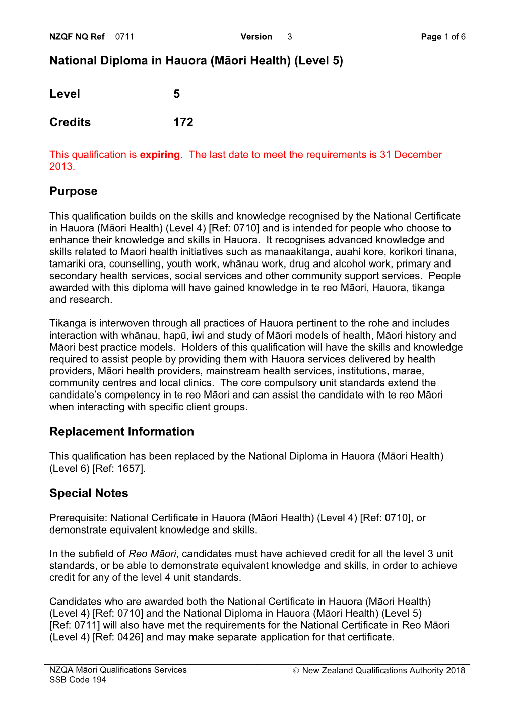 0711 National Diploma in Hauora (Māori Health) (Level 5)