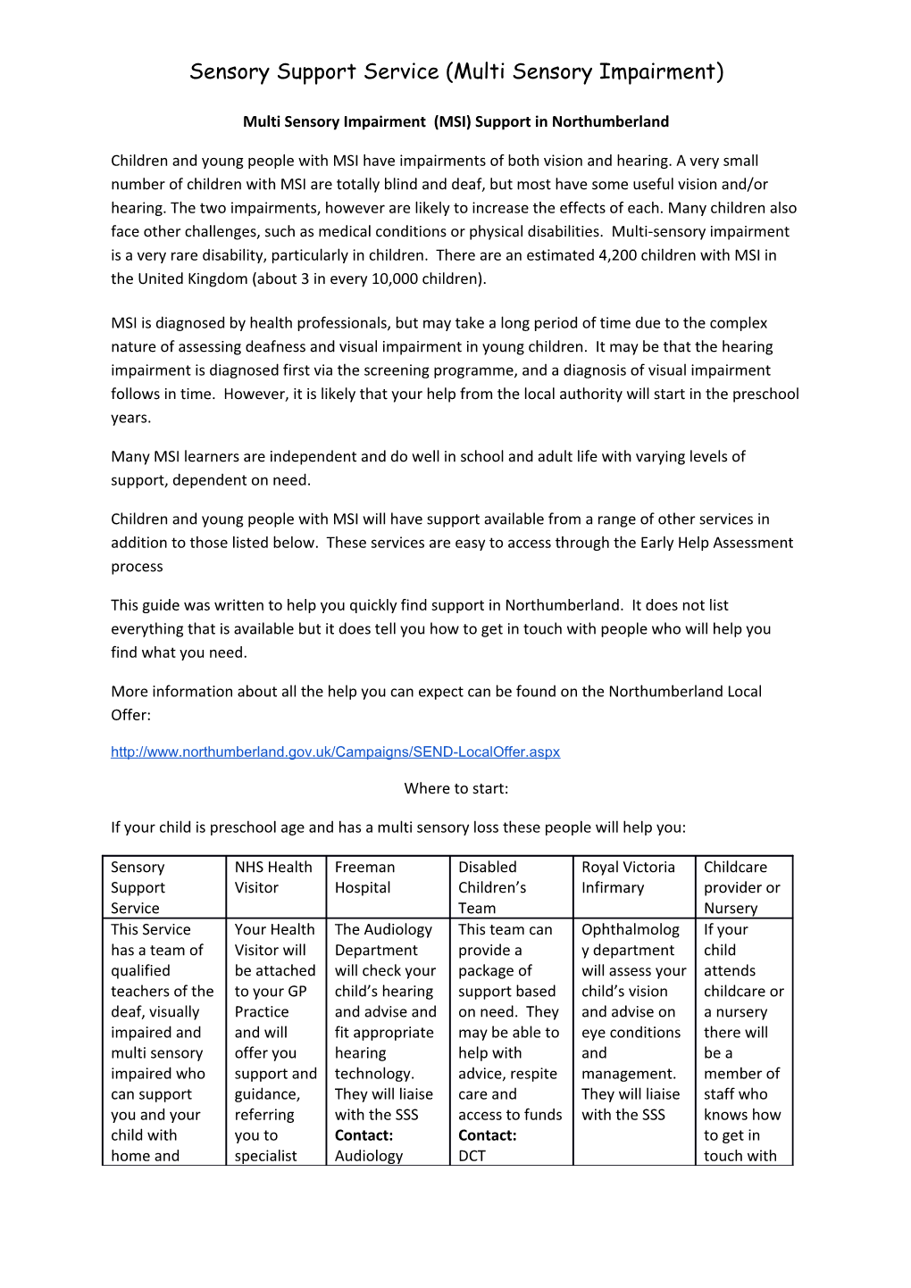 Multi Sensory Impairment (MSI) Support in Northumberland