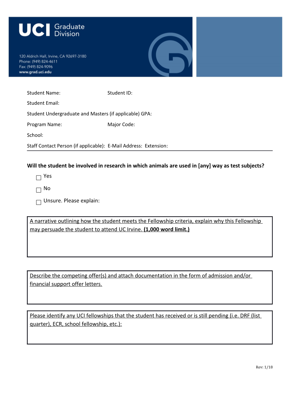 Student Undergraduate and Masters (If Applicable) GPA