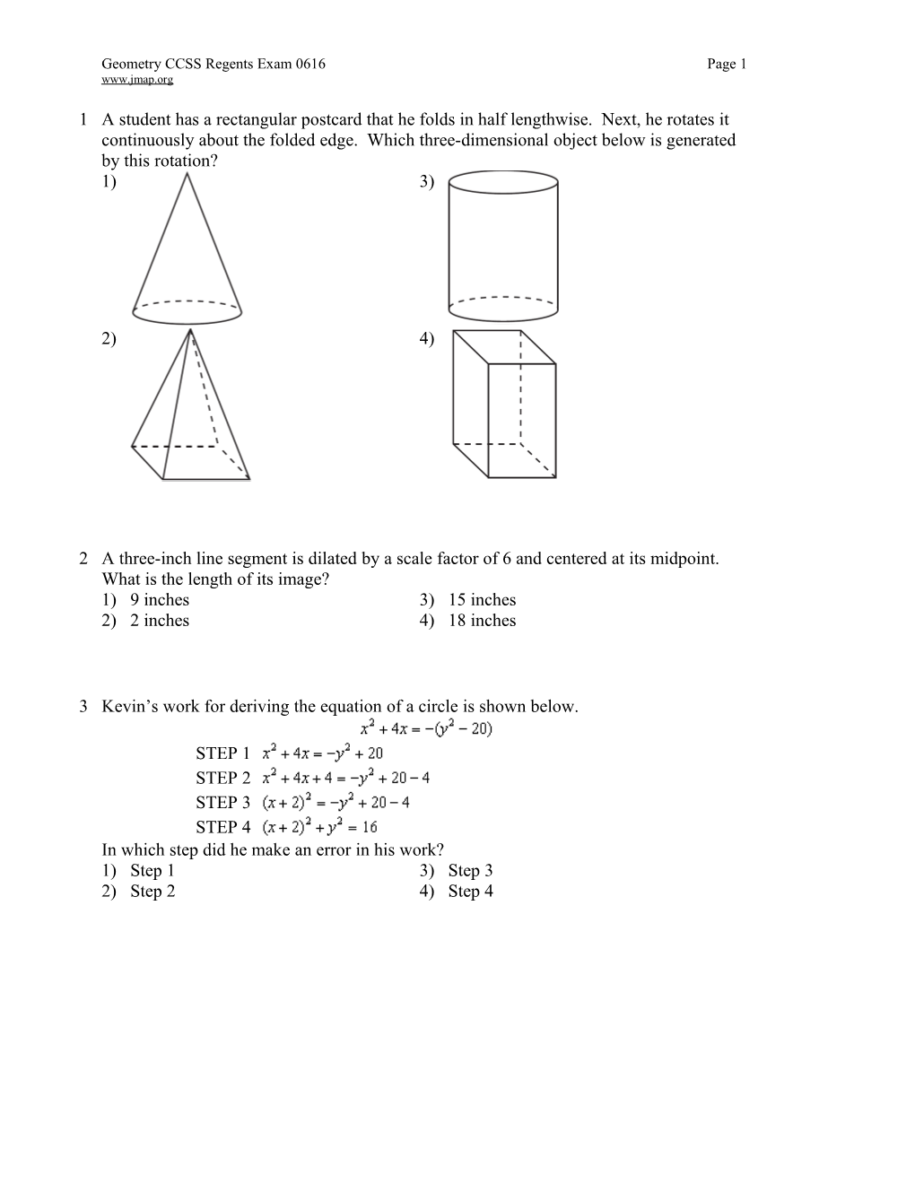 Geometry CCSS Regents Exam 0616 Page 14
