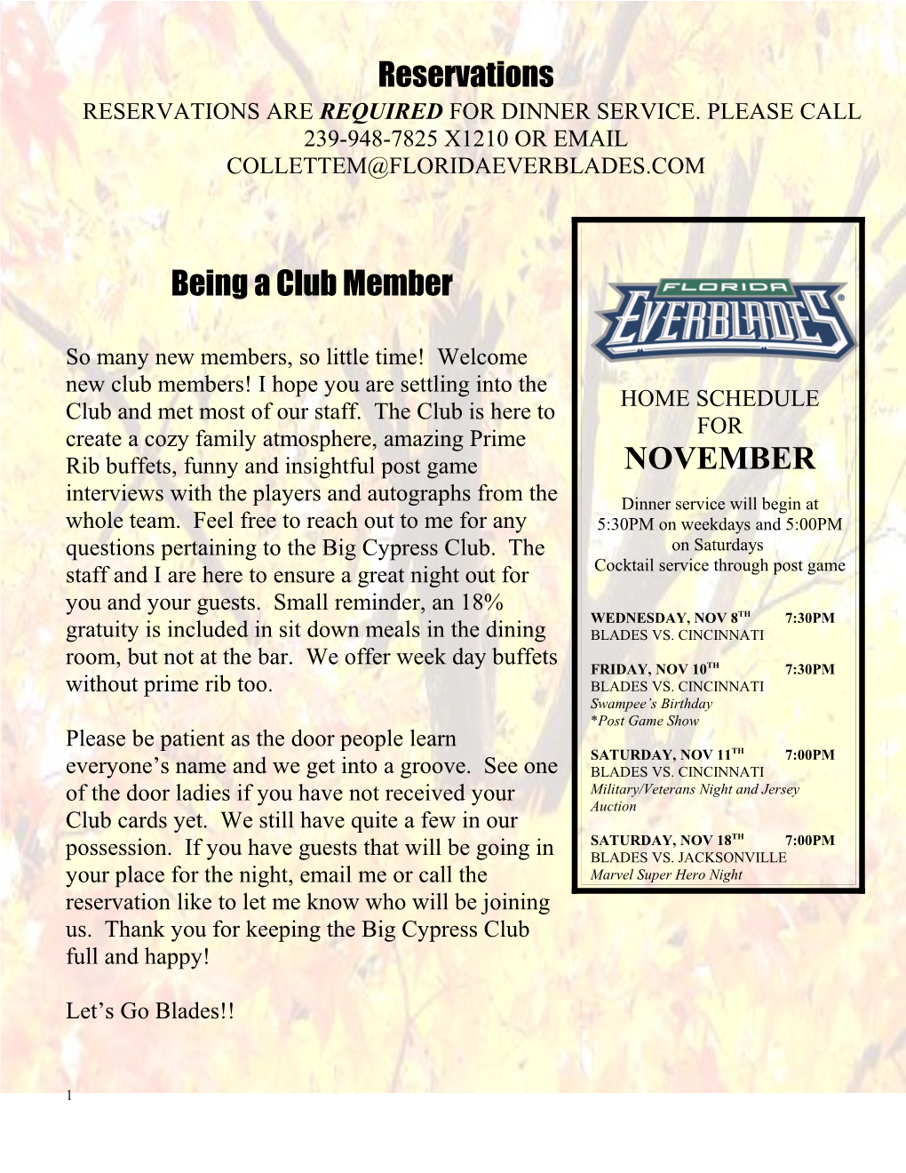 Teco Arena Big Cypressclub Members Newsletter