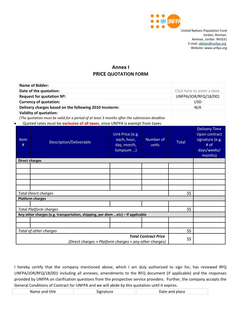 PRICE Quotation Form