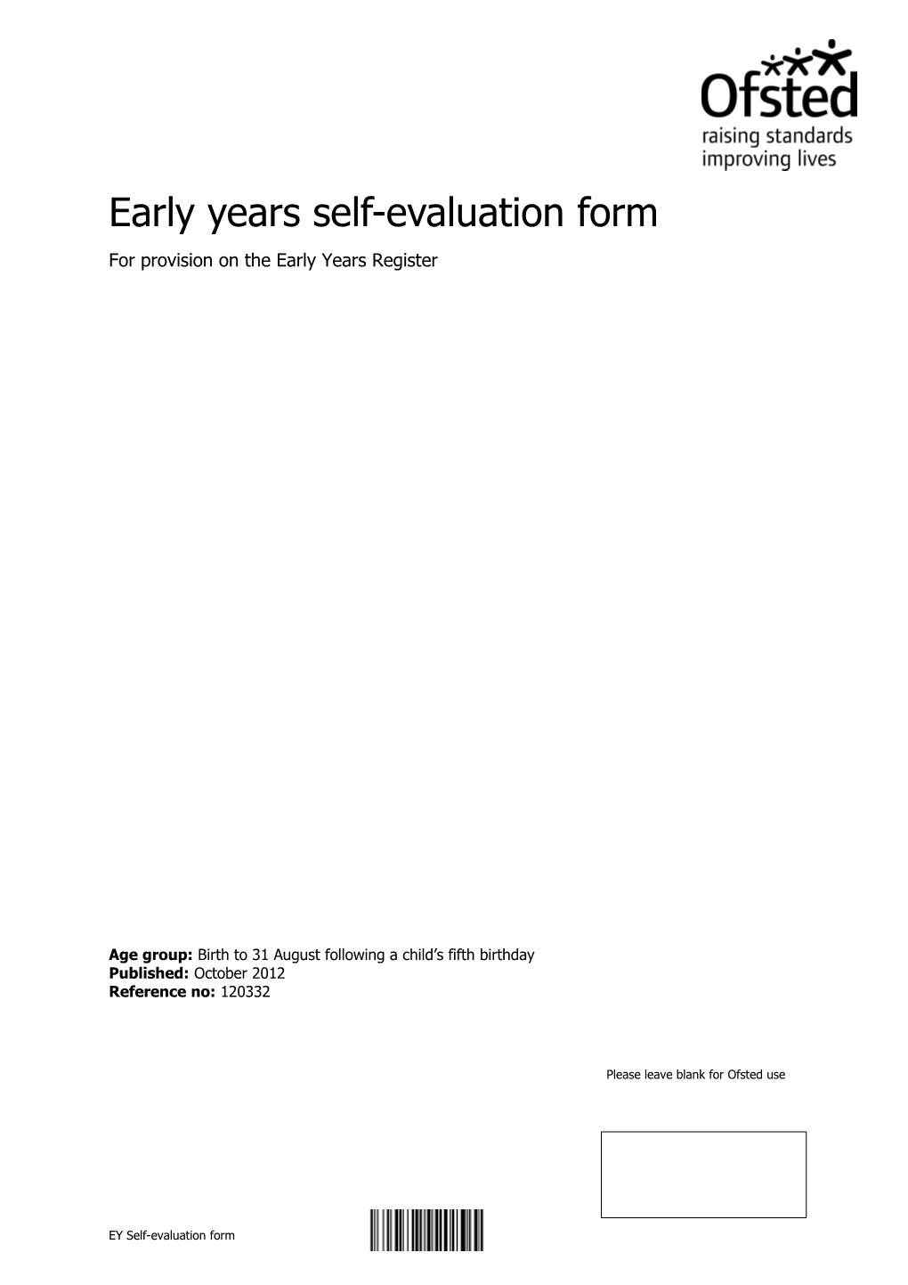 Early Years Self-Evaluation Form s1
