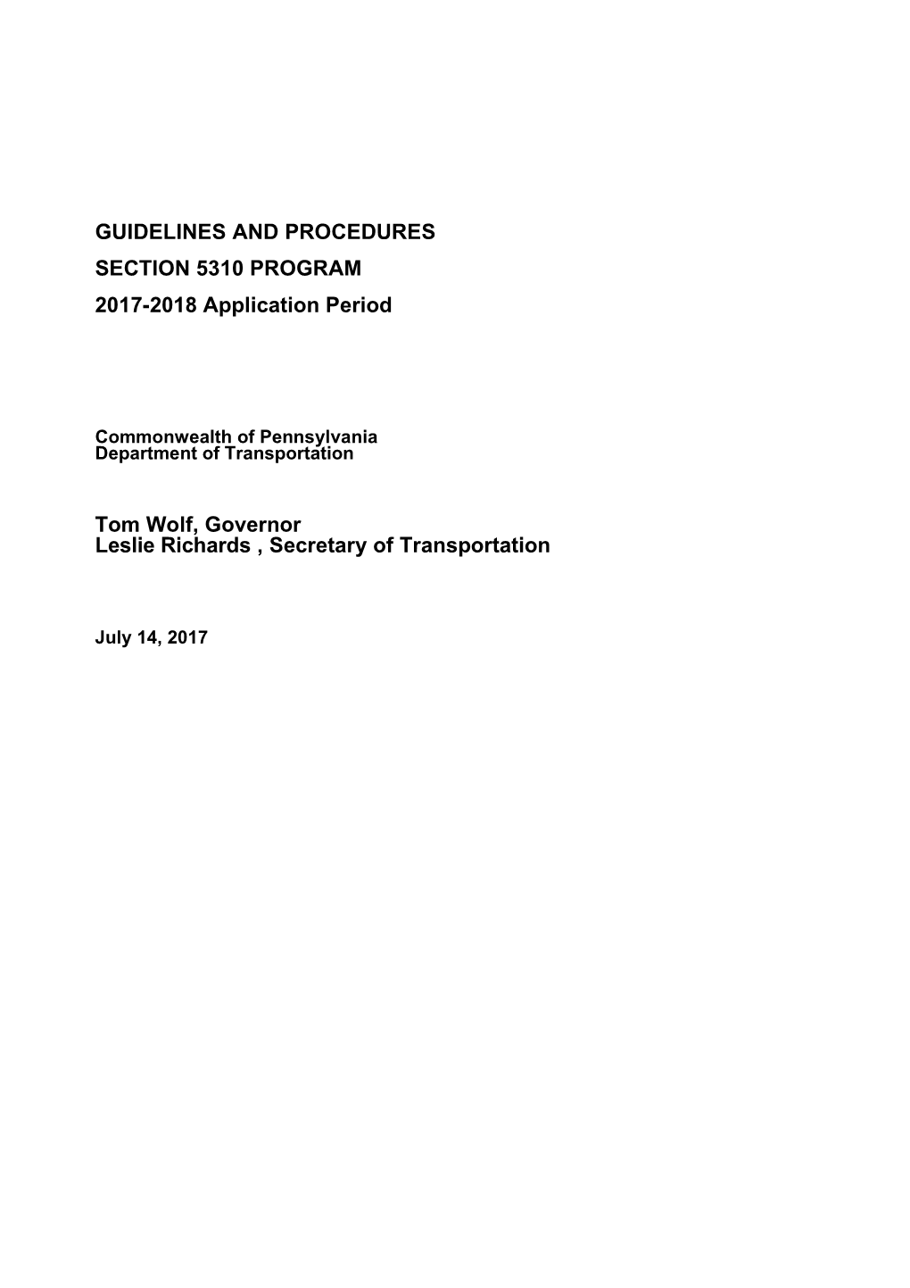 Guidelines and Procedures Section 5310 Program